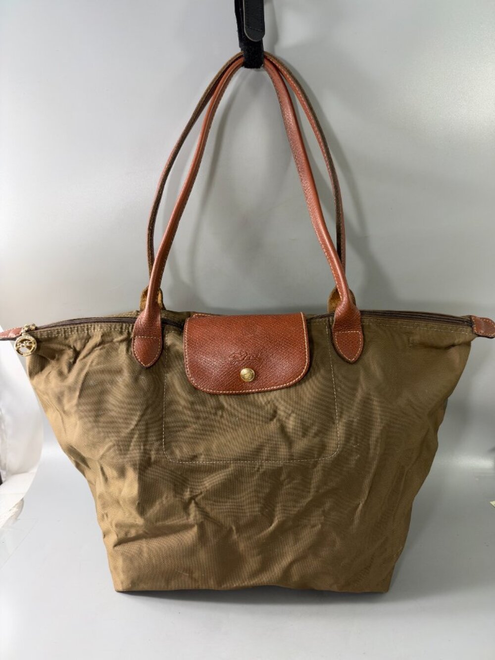 Authentic Longchamp Le Pliage Large Brown Nylon Tote Bag